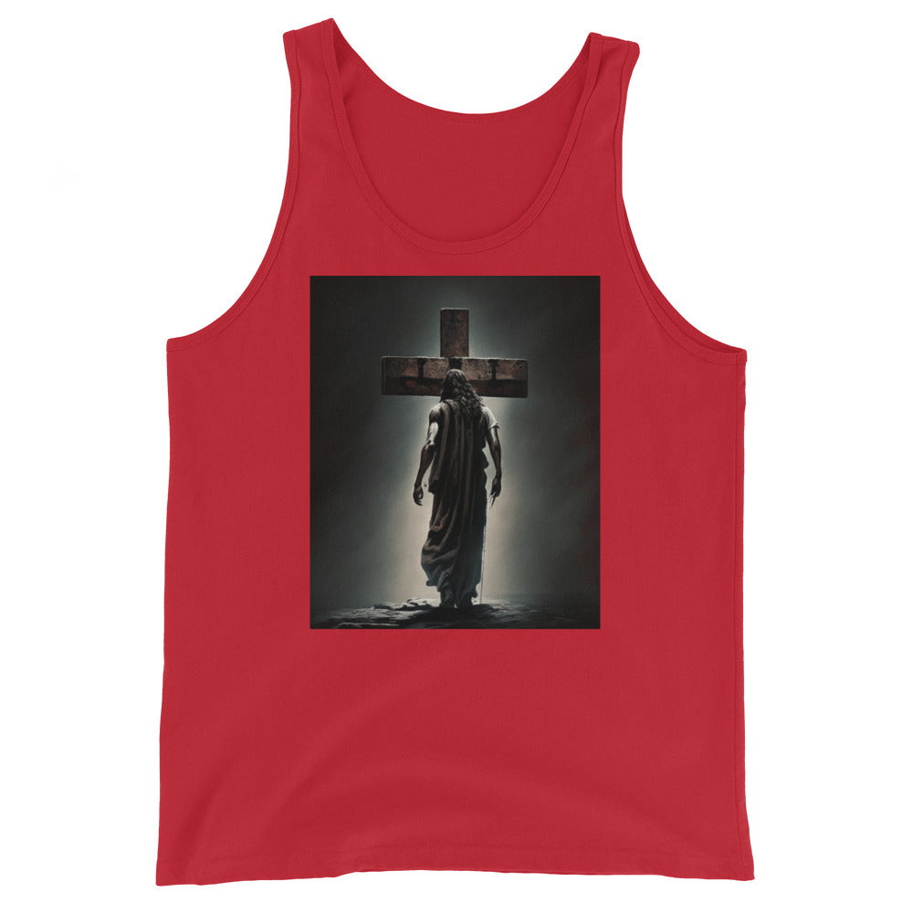 Christ Facing the Cross Men's Christian Tank Top Red