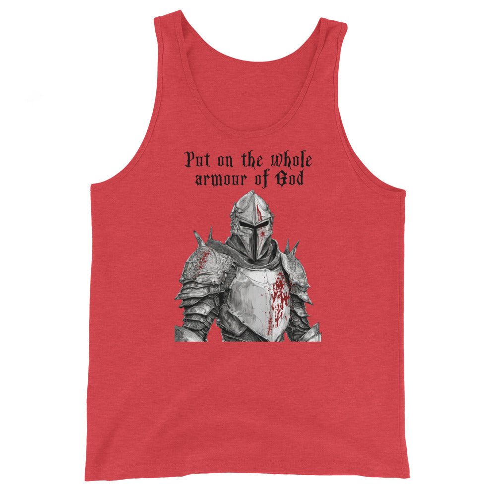 Armour of God Men's Bold Christian Tank Top Red Triblend