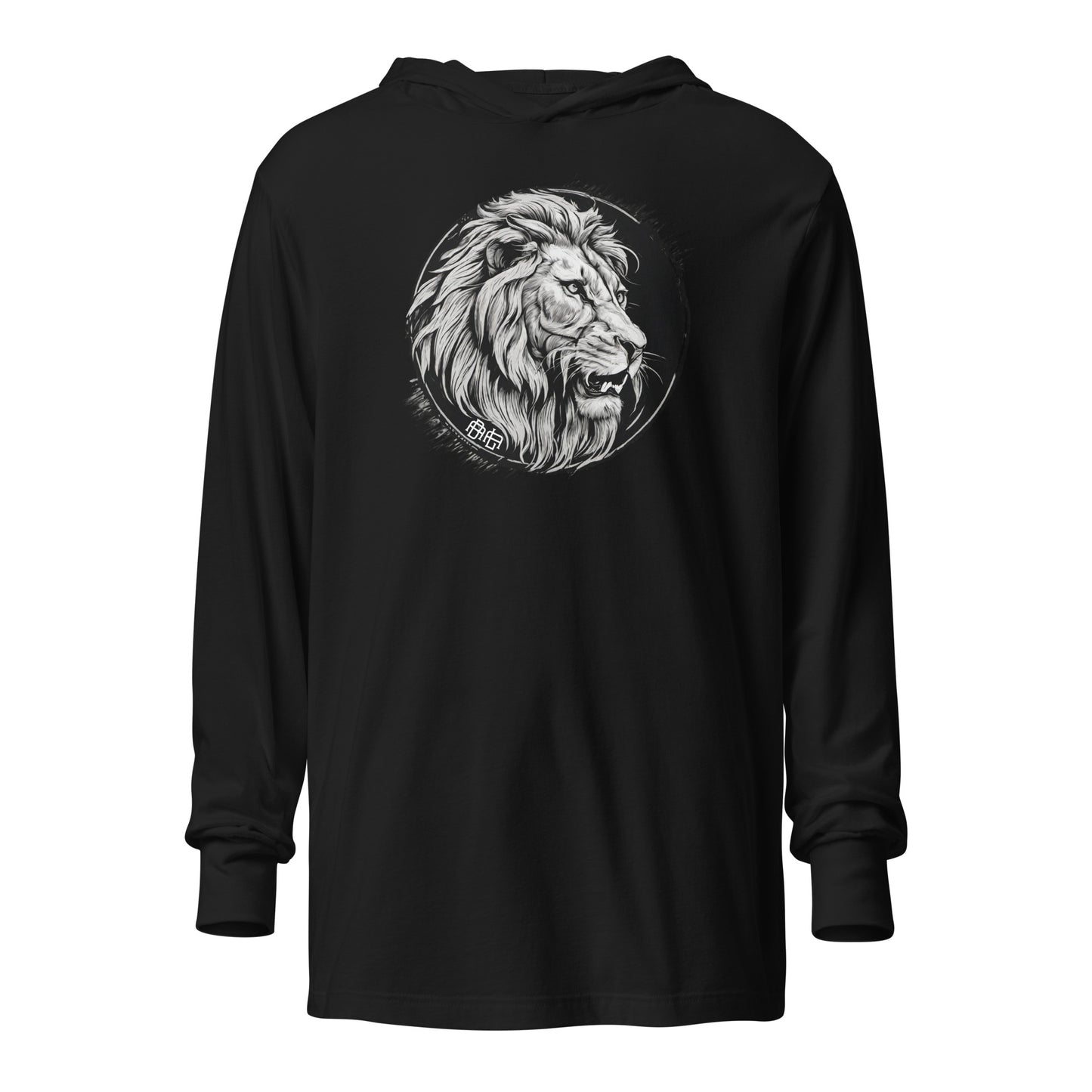 Bold as a Lion Emblem Christian Men's Hooded Long-Sleeve Tee Black