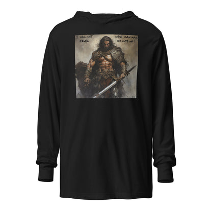 I Will Not Fear Men's Christian Hooded Long-Sleeve Graphic Tee Black