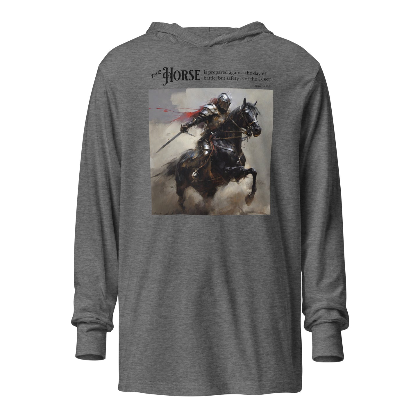Horse and Knight Men's Bold Hooded Long-sleeve Tee Grey Triblend