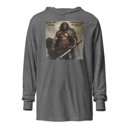 I Will Not Fear Men's Christian Hooded Long-Sleeve Graphic Tee Grey Triblend