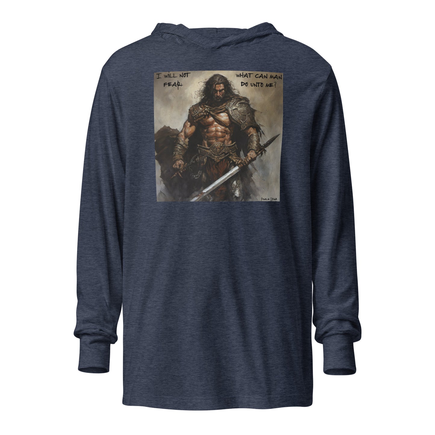 I Will Not Fear Men's Christian Hooded Long-Sleeve Graphic Tee Heather Navy