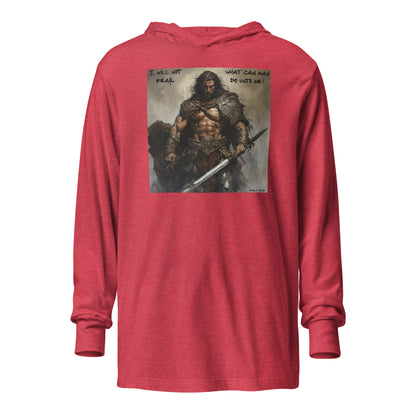 I Will Not Fear Men's Christian Hooded Long-Sleeve Graphic Tee Heather Red