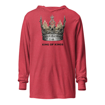 King of Kings Men's Biblical Hooded Long-Sleeve Tee Heather Red