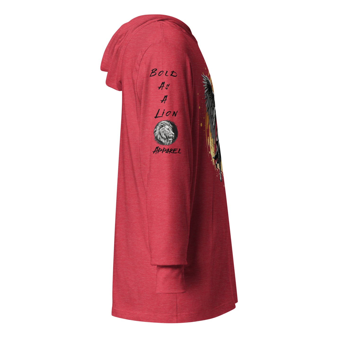Biblical Archangel Bold Christian Women's Hooded Long-sleeve Tee with Sleeve Print