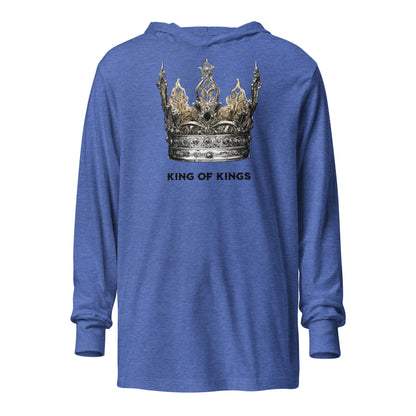 King of Kings Men's Biblical Hooded Long-Sleeve Tee Heather True Royal