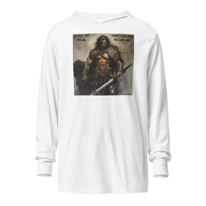 I Will Not Fear Men's Christian Hooded Long-Sleeve Graphic Tee White