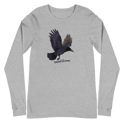 Consider the Ravens Christian Women's Bible Verse Long Sleeve Tee Athletic Heather