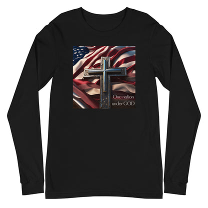 One Nation Under God Christian Long Sleeve Tee Black
