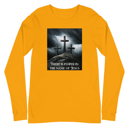 Power in the Name of Jesus Men's Long Sleeve Tee Gold