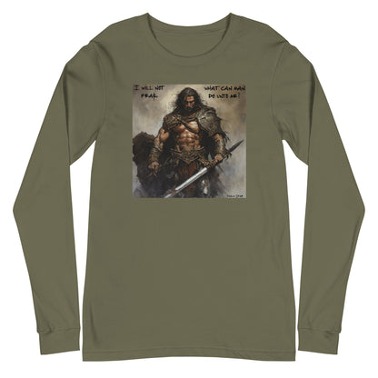 I Will Not Fear Men's Christian Long Sleeve Tee Military Green