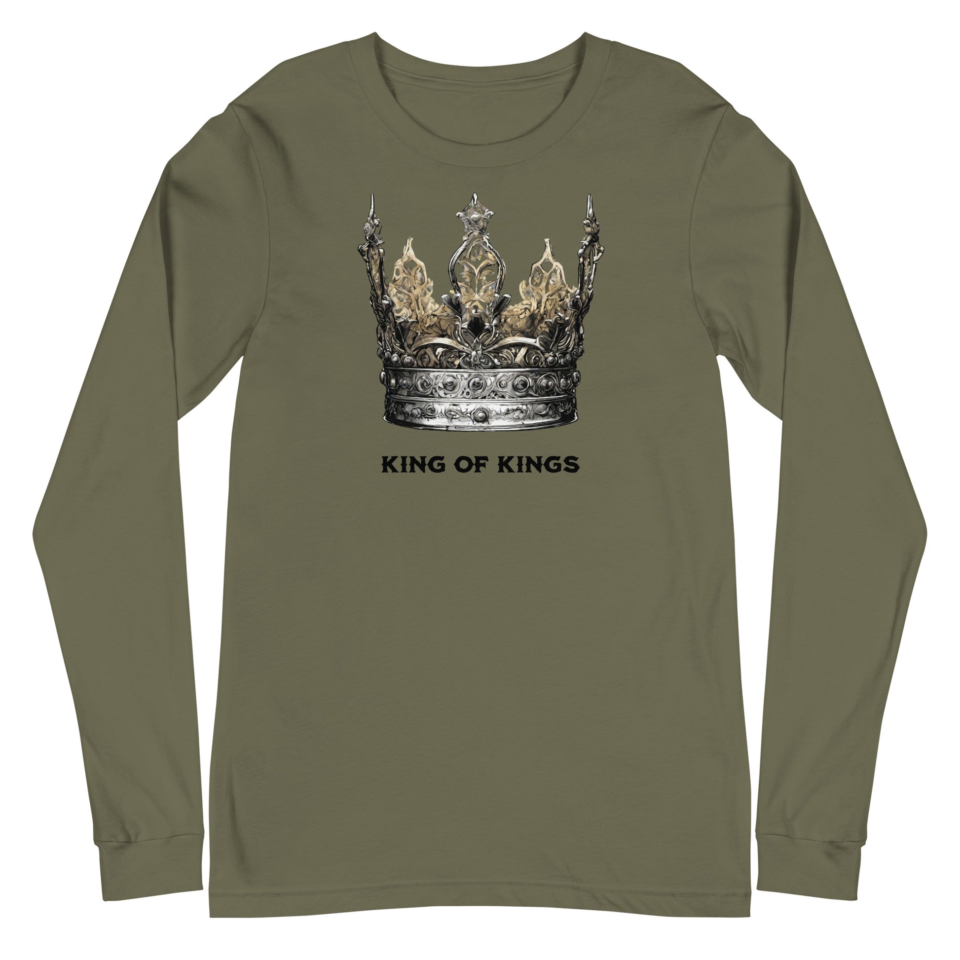 King of Kings Men's Christian Long Sleeve Tee Military Green