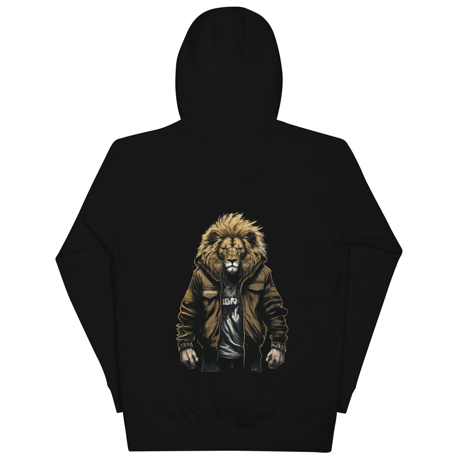 Bold Lion Men's Christian Hooded Sweatshirt (back print) Black