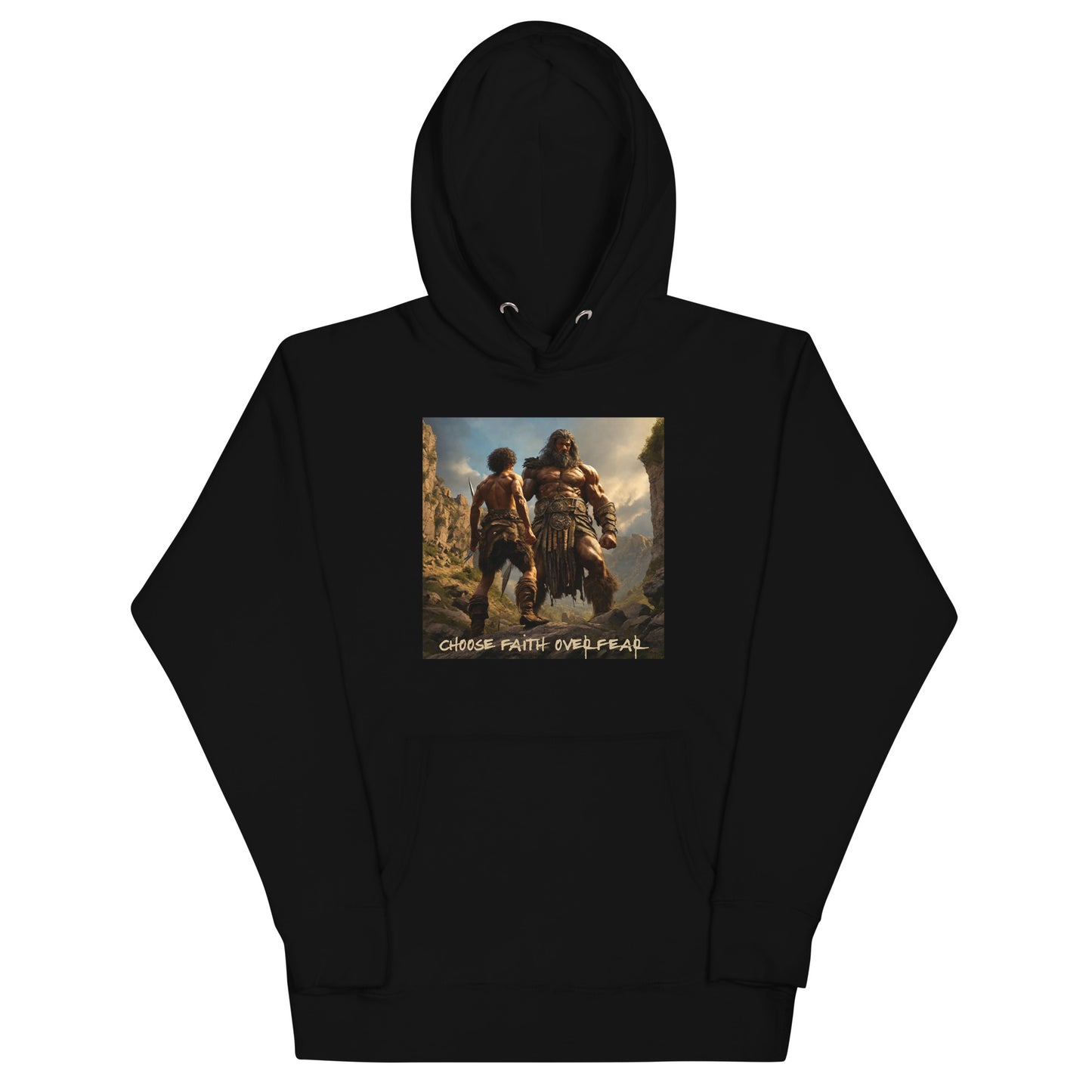 David vs Goliath Men's Christian Hooded Sweatshirt Black