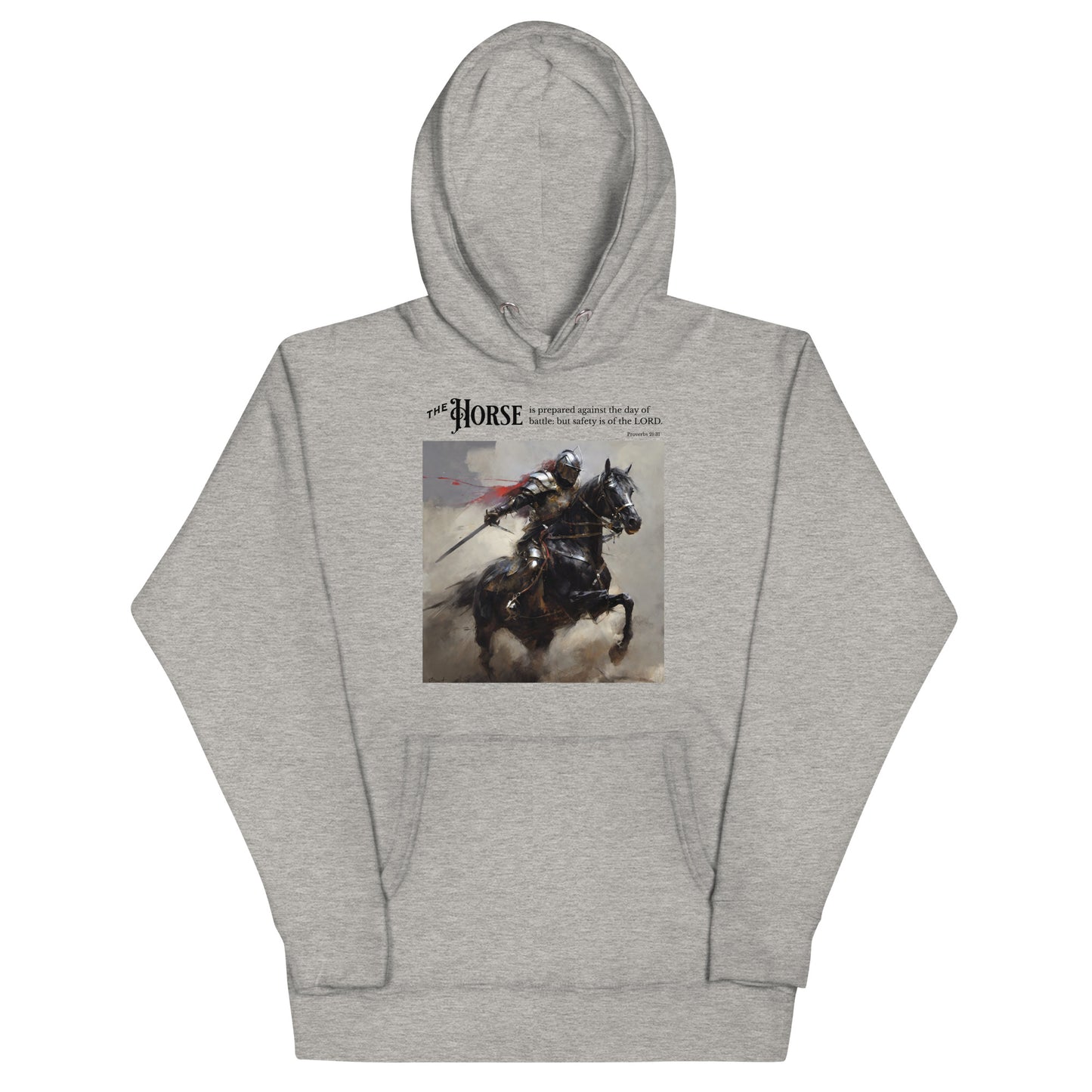 Horse and Knight Men's Bold Christian Hooded Sweatshirt Carbon Grey
