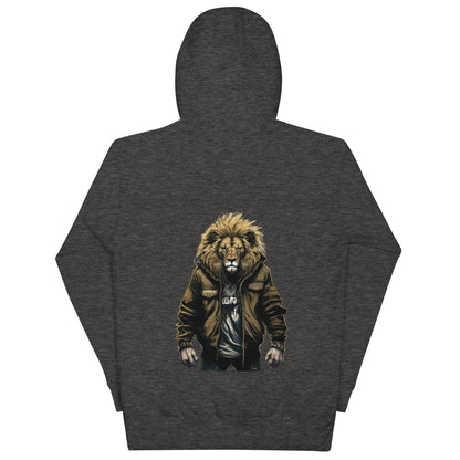 Bold Lion Men's Christian Hooded Sweatshirt (back print) Charcoal Heather