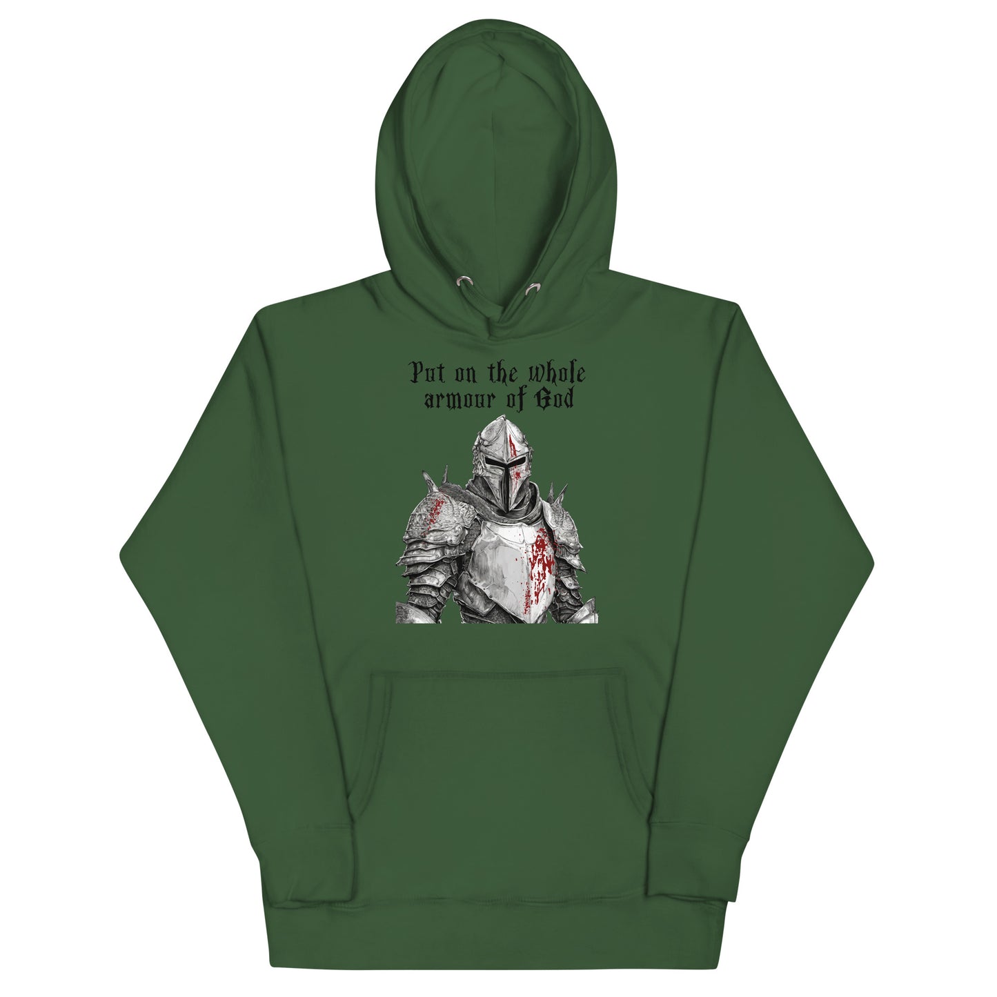 Armour of God Men's Christian Hooded Sweatshirt Forest Green