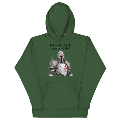 Armour of God Men's Christian Hooded Sweatshirt Forest Green
