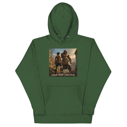 David vs Goliath Men's Christian Hooded Sweatshirt Forest Green