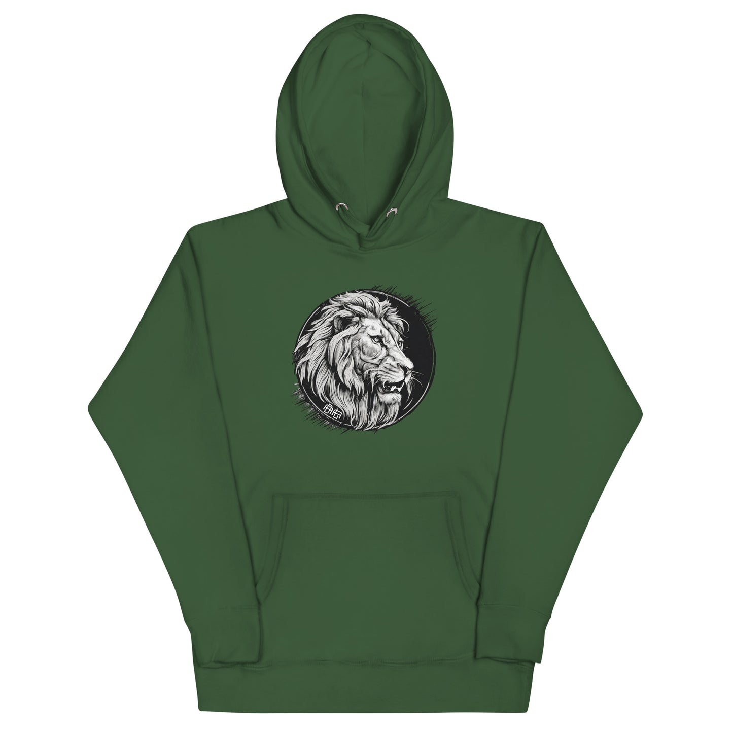 Bold as a Lion Emblem Men's Christian Hooded Sweatshirt Forest Green