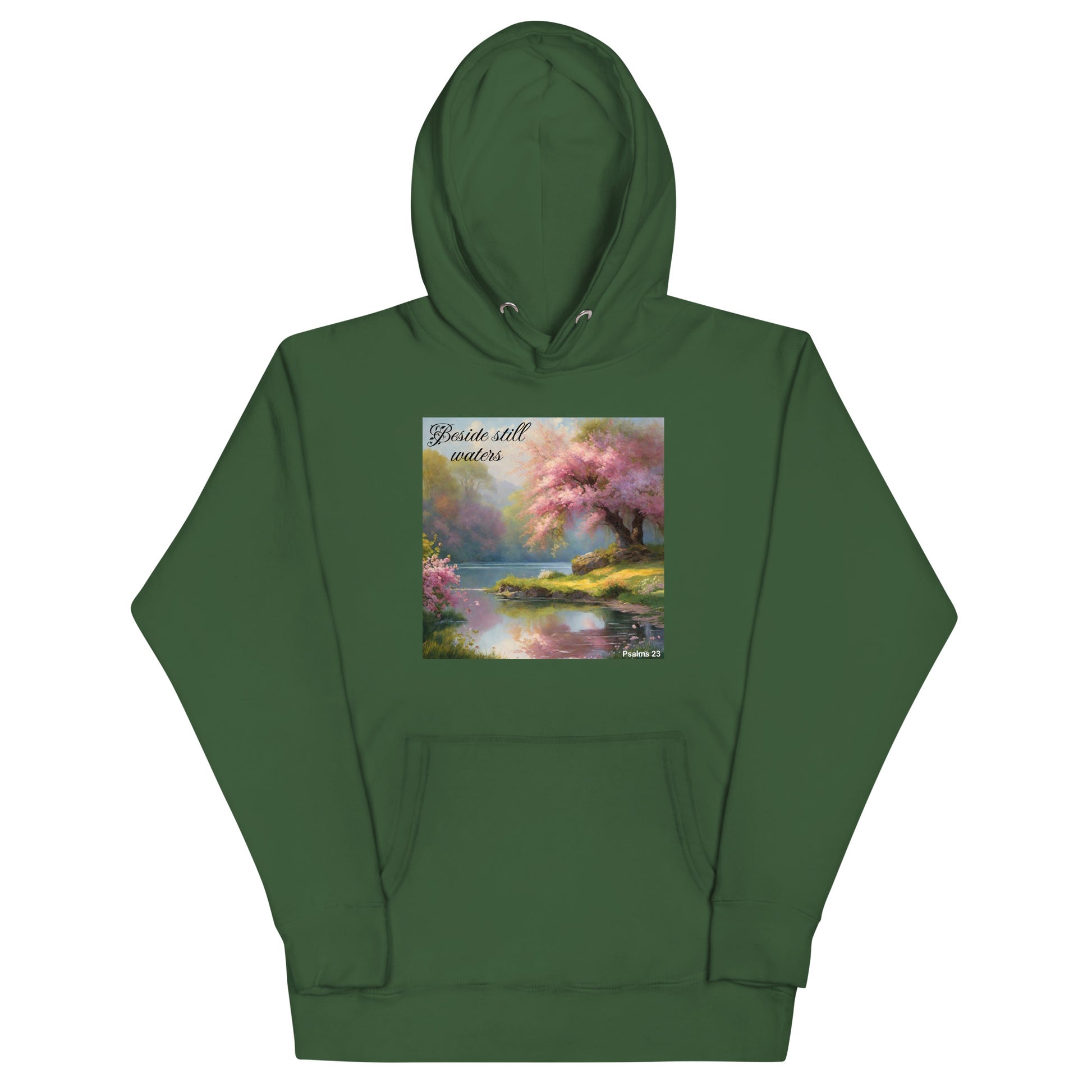 Psalm 23 "Still Waters" Scripture Inspired Women's Hoodie Forest Green
