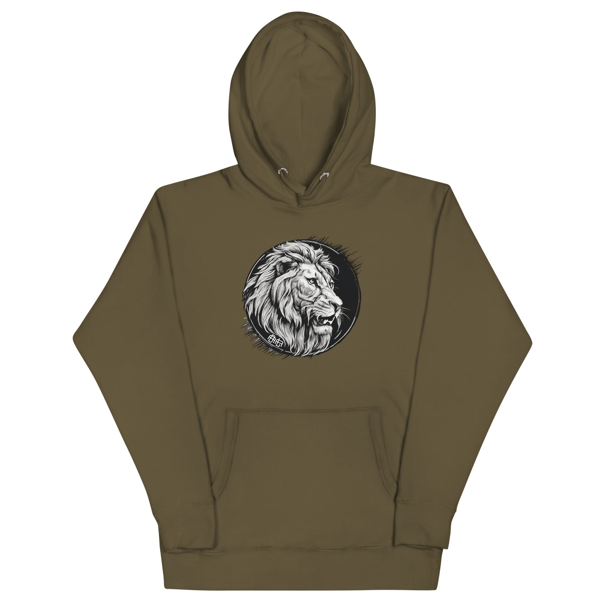 Bold as a Lion Emblem Men's Christian Hooded Sweatshirt Military Green