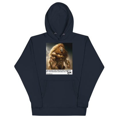 Swole Bold Lion Christian Men's Strength Hooded Sweatshirt Navy Blazer