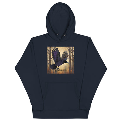 Consider the Ravens Bible Verse Men's Hooded Sweatshirt Luke 12:24 Navy Blazer