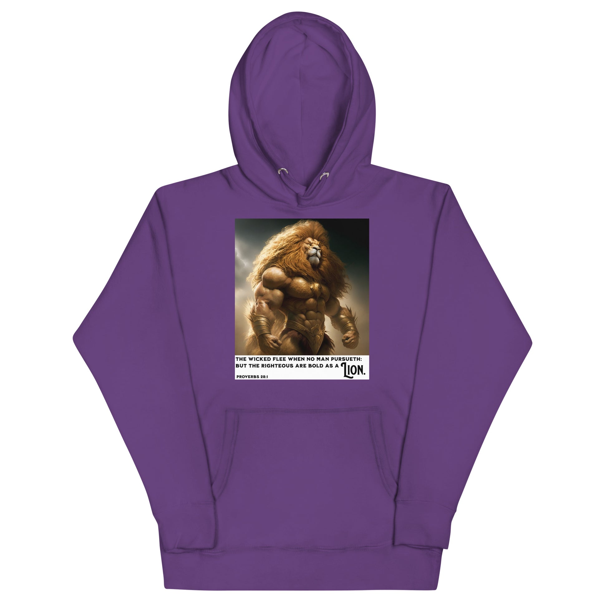 Swole Bold Lion Christian Men's Strength Hooded Sweatshirt Purple