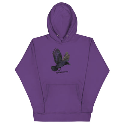 Raven Men's Hooded Sweatshirt Luke 12:24 Scripture Purple