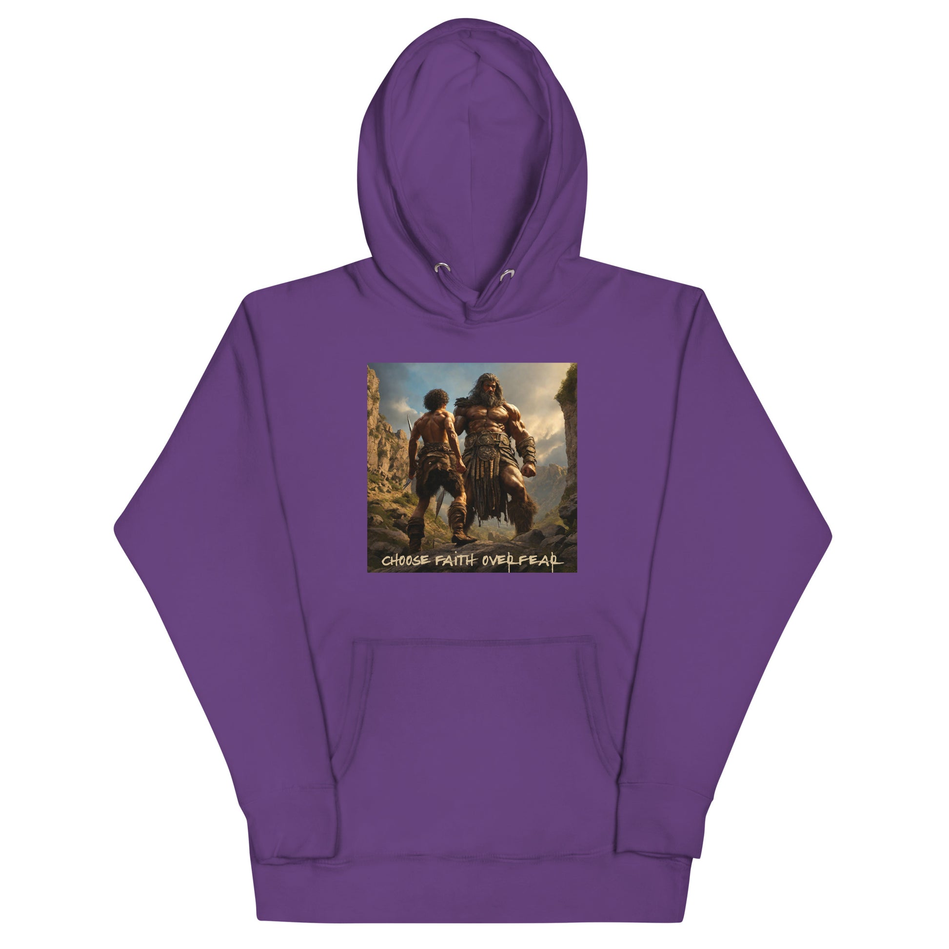 David vs Goliath Men's Christian Hooded Sweatshirt Purple