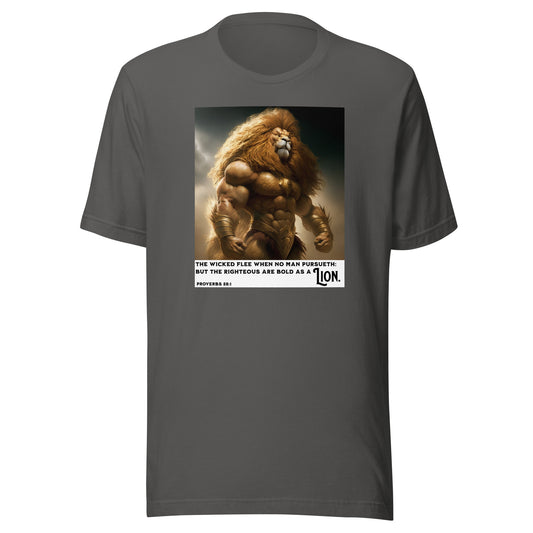 Swole Bold Lion Christian Men's Strength T-Shirt Asphalt