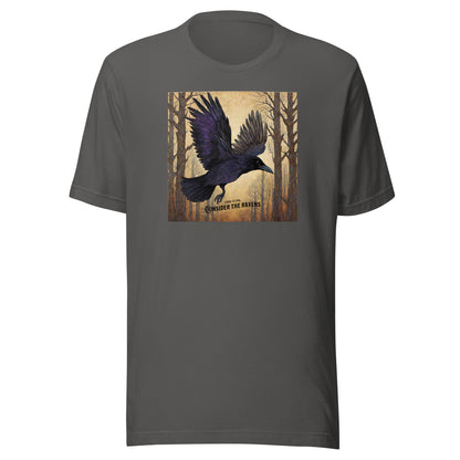 Consider the Ravens Men's Bible Verse T-Shirt Luke 12:24 Asphalt