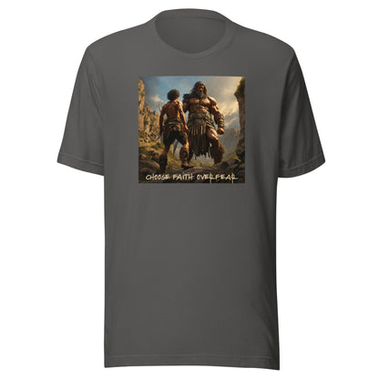David vs Goliath Men's Christian Graphic T-Shirt Asphalt