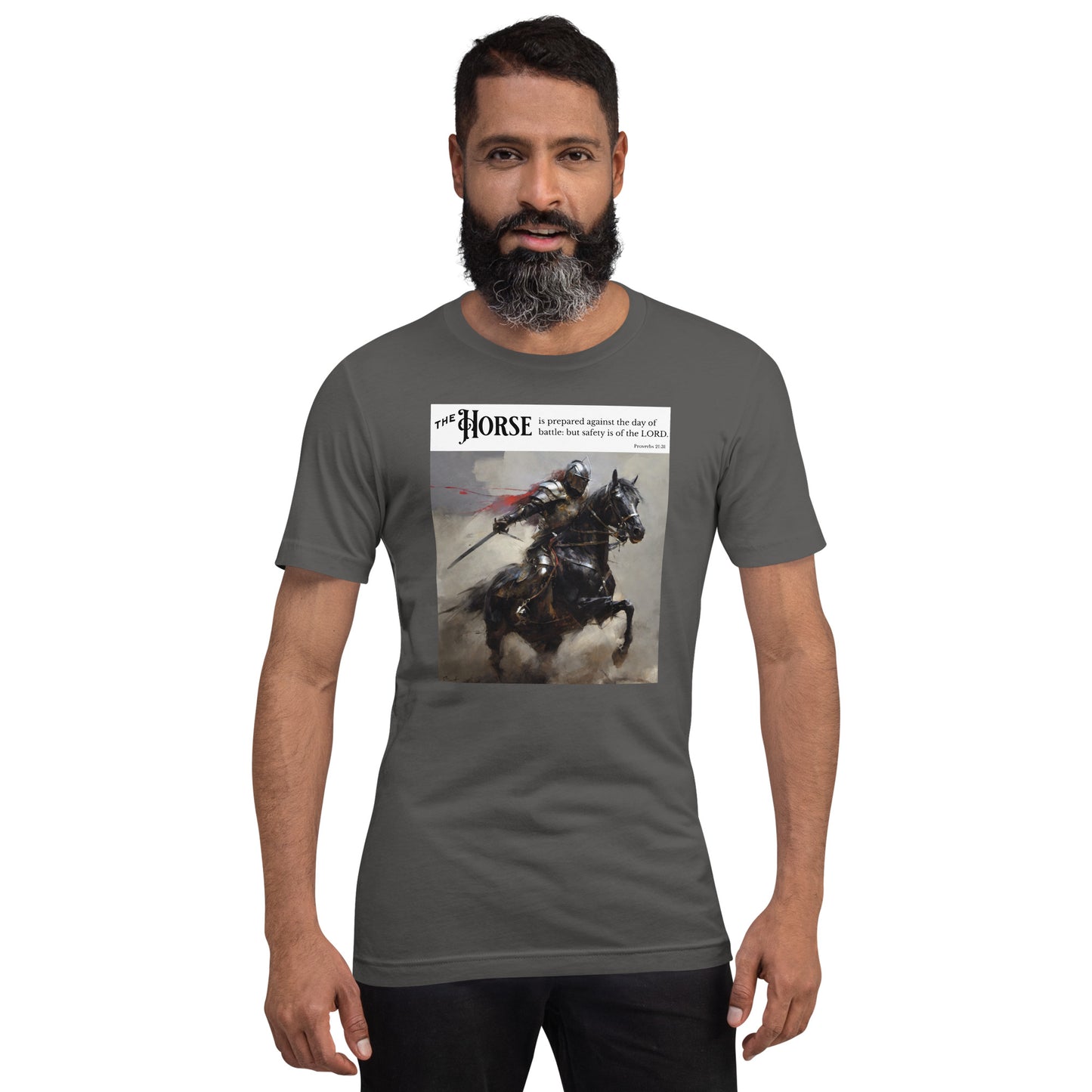 Horse Prepared for Battle Men's Bold Christian Graphic T-Shirt