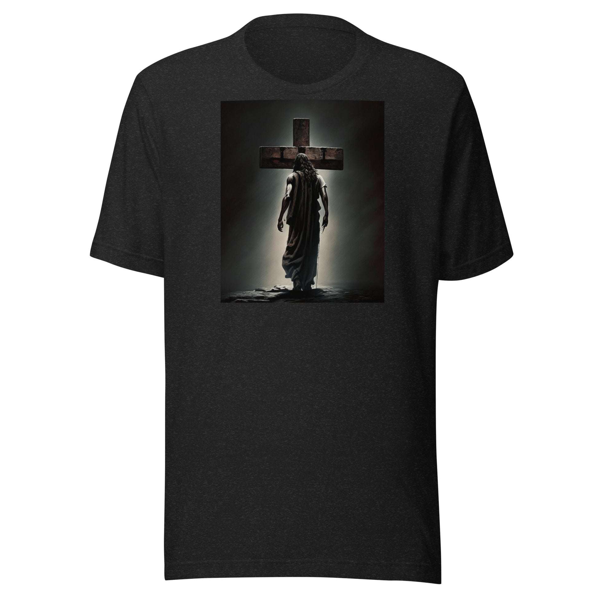 Christ Facing the Cross Men's Christian T-Shirt Black Heather