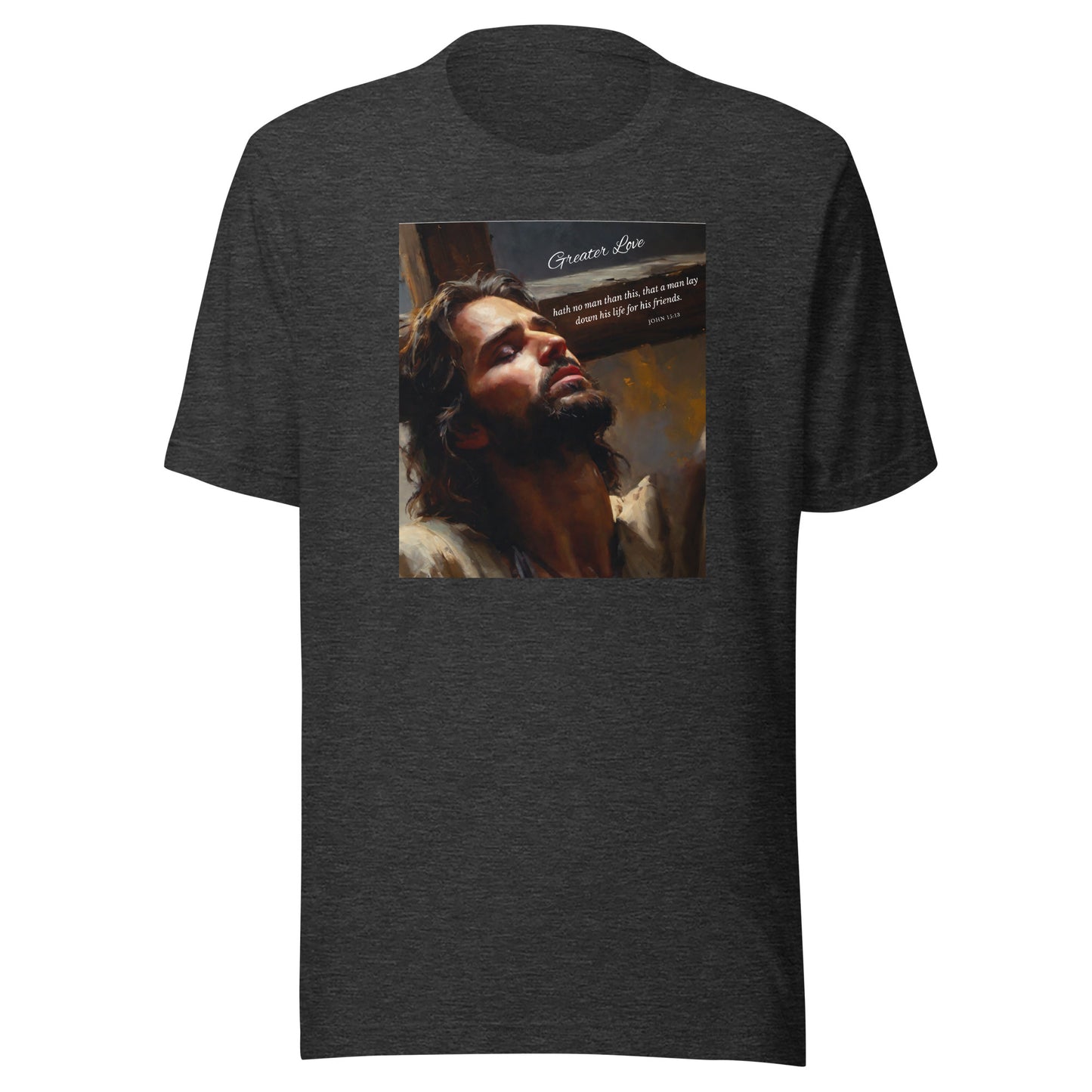 John 15:13 Jesus Men's Christian Graphic T-Shirt Dark Grey Heather