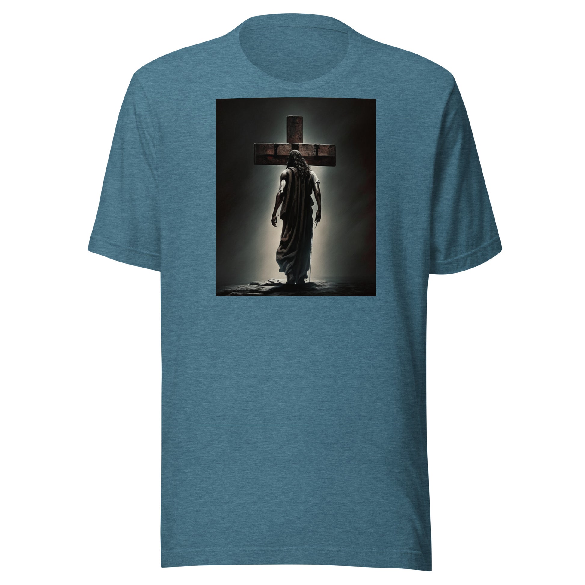 Christ Facing the Cross Men's Christian T-Shirt Heather Deep Teal