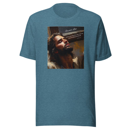 John 15:13 Jesus Men's Christian Graphic T-Shirt Heather Deep Teal