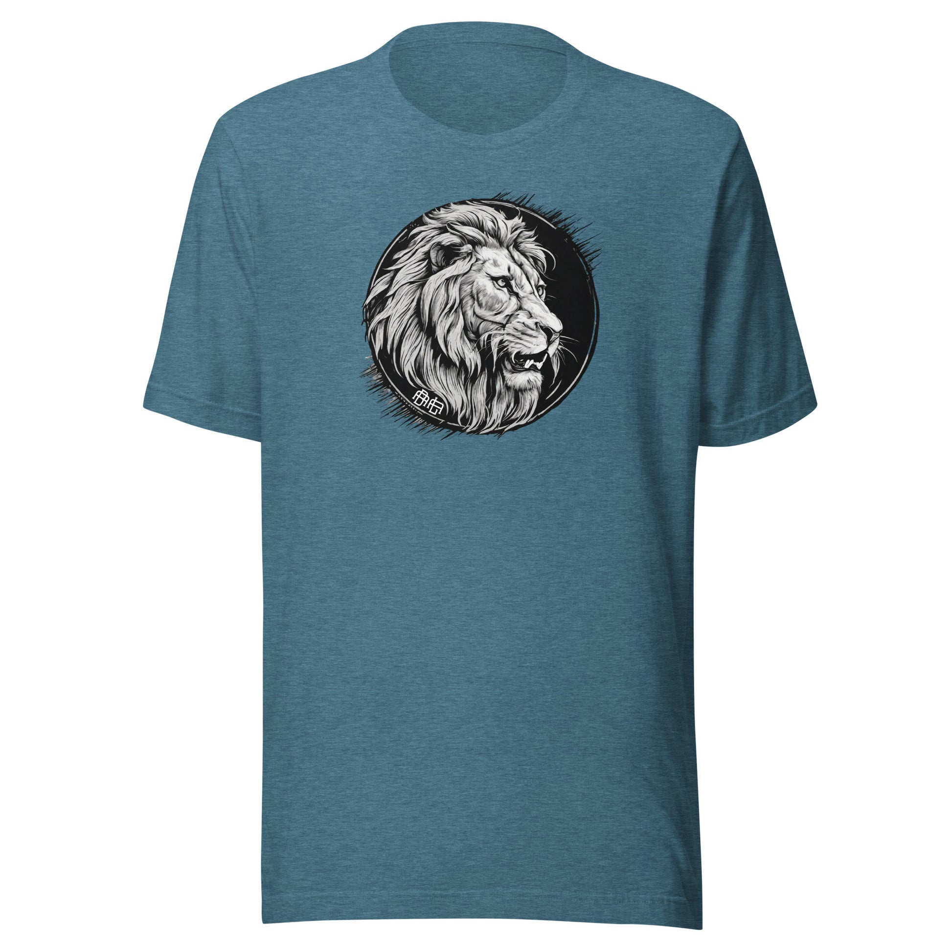Bold as a Lion Emblem Christian Men's T-Shirt Heather Deep Teal