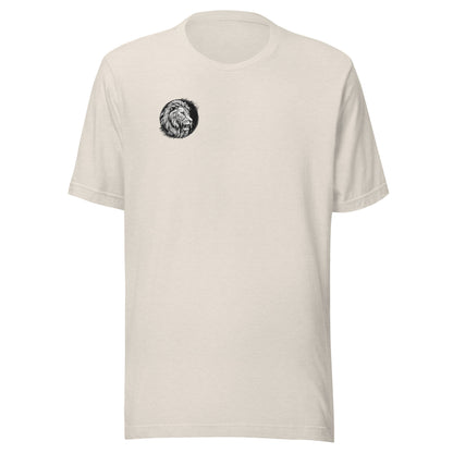 Bold Lion Men's Christian Graphic T-Shirt (back print & front logo) Heather Dust