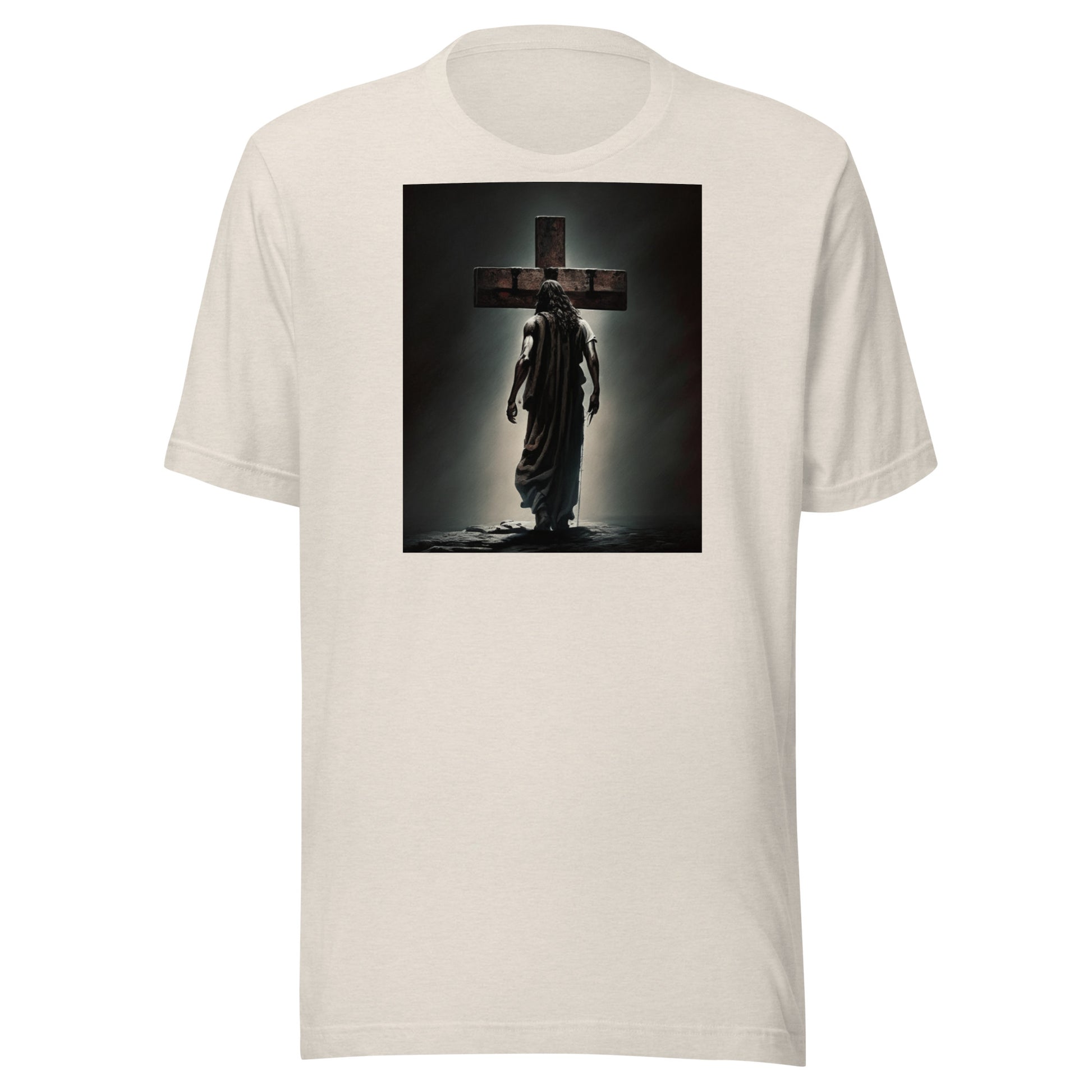 Christ Facing the Cross Men's Christian T-Shirt Heather Dust