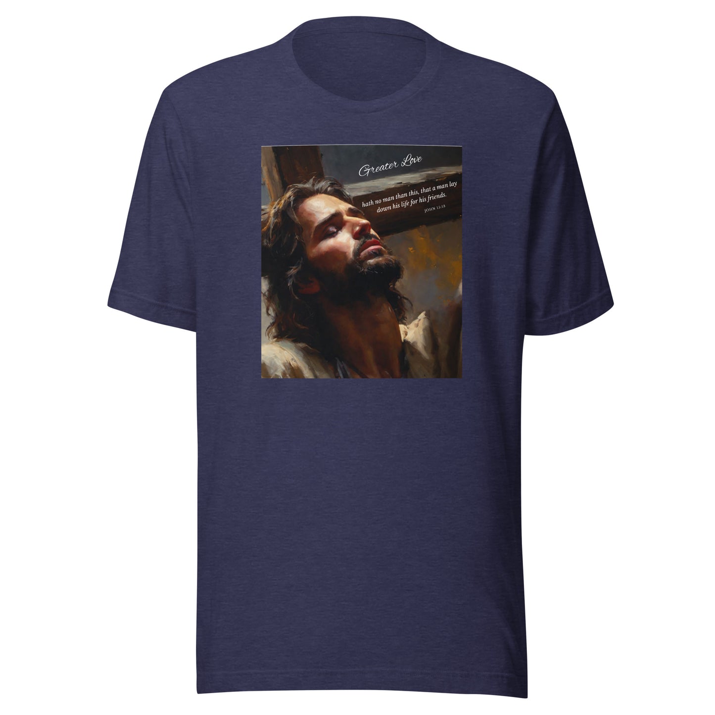 John 15:13 Jesus Men's Christian Graphic T-Shirt Heather Midnight Navy