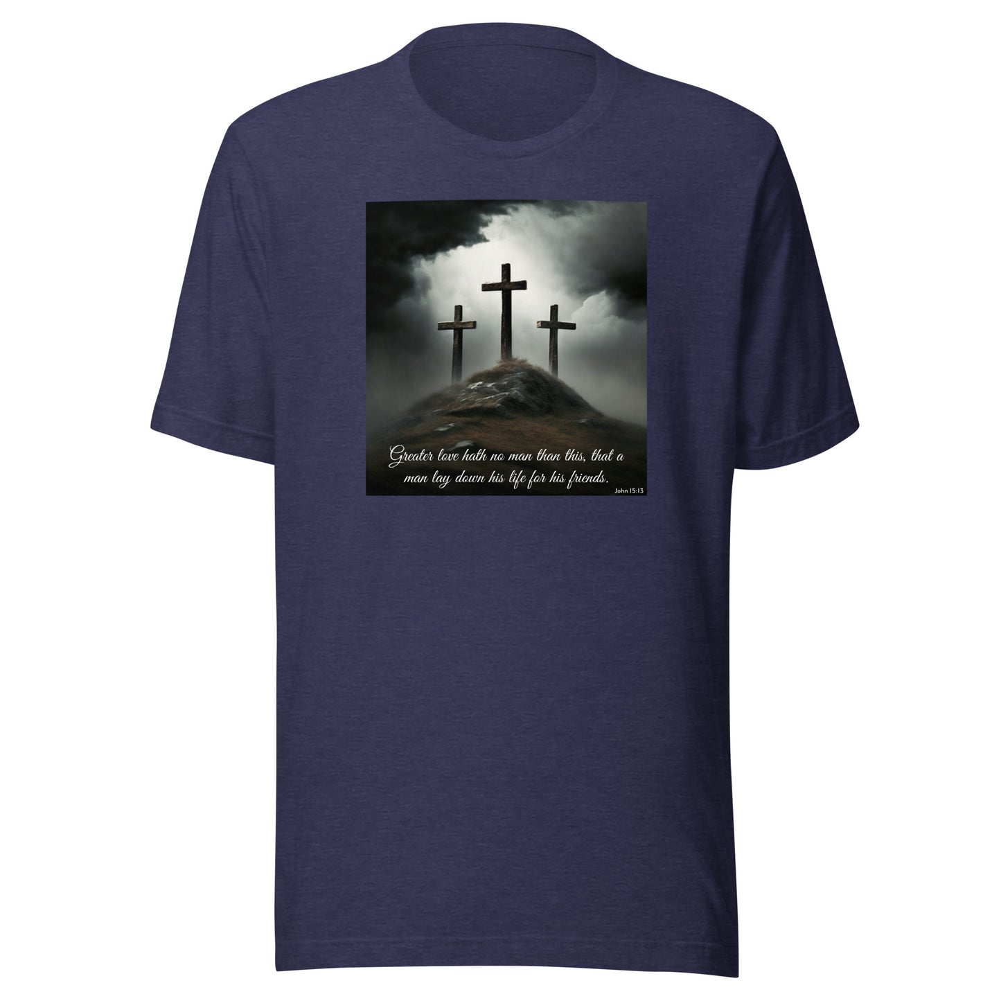 John 15:13 Scripture Women's Christian Classic T-Shirt Heather Midnight Navy