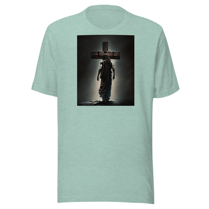 Christ Facing the Cross Men's Christian T-Shirt Heather Prism Dusty Blue
