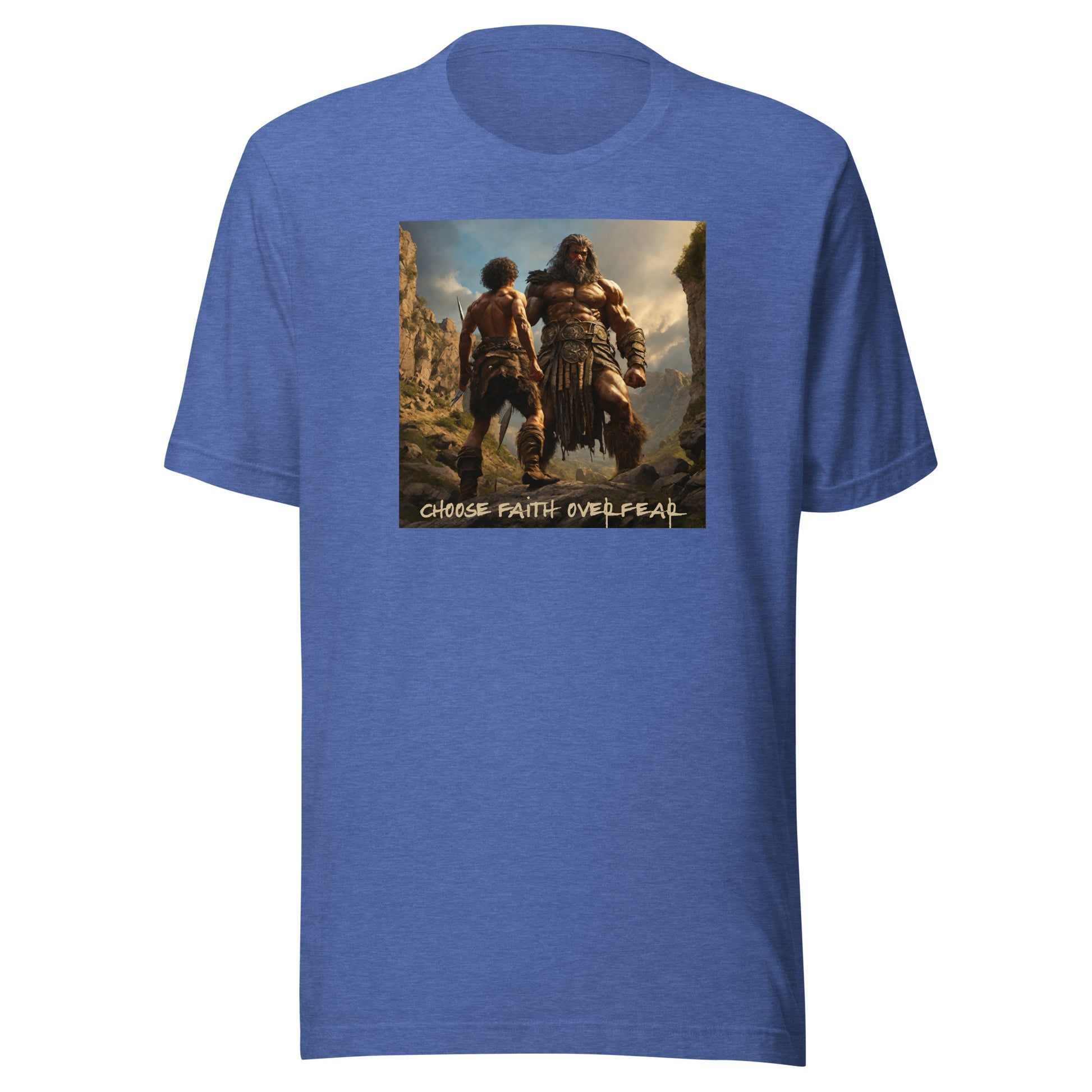 David vs Goliath Men's Christian Graphic T-Shirt Heather True Royal
