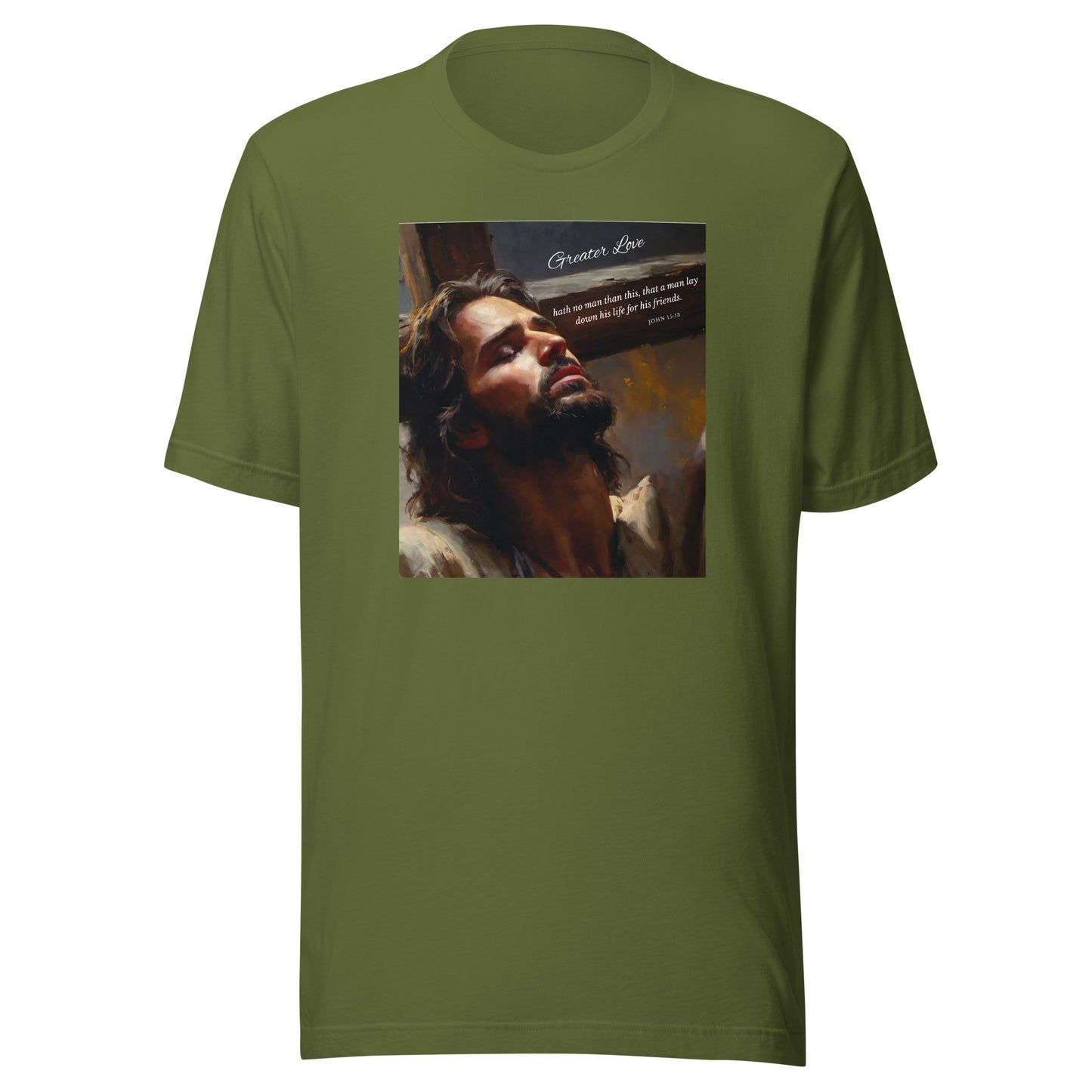 John 15:13 Jesus Men's Christian Graphic T-Shirt Olive