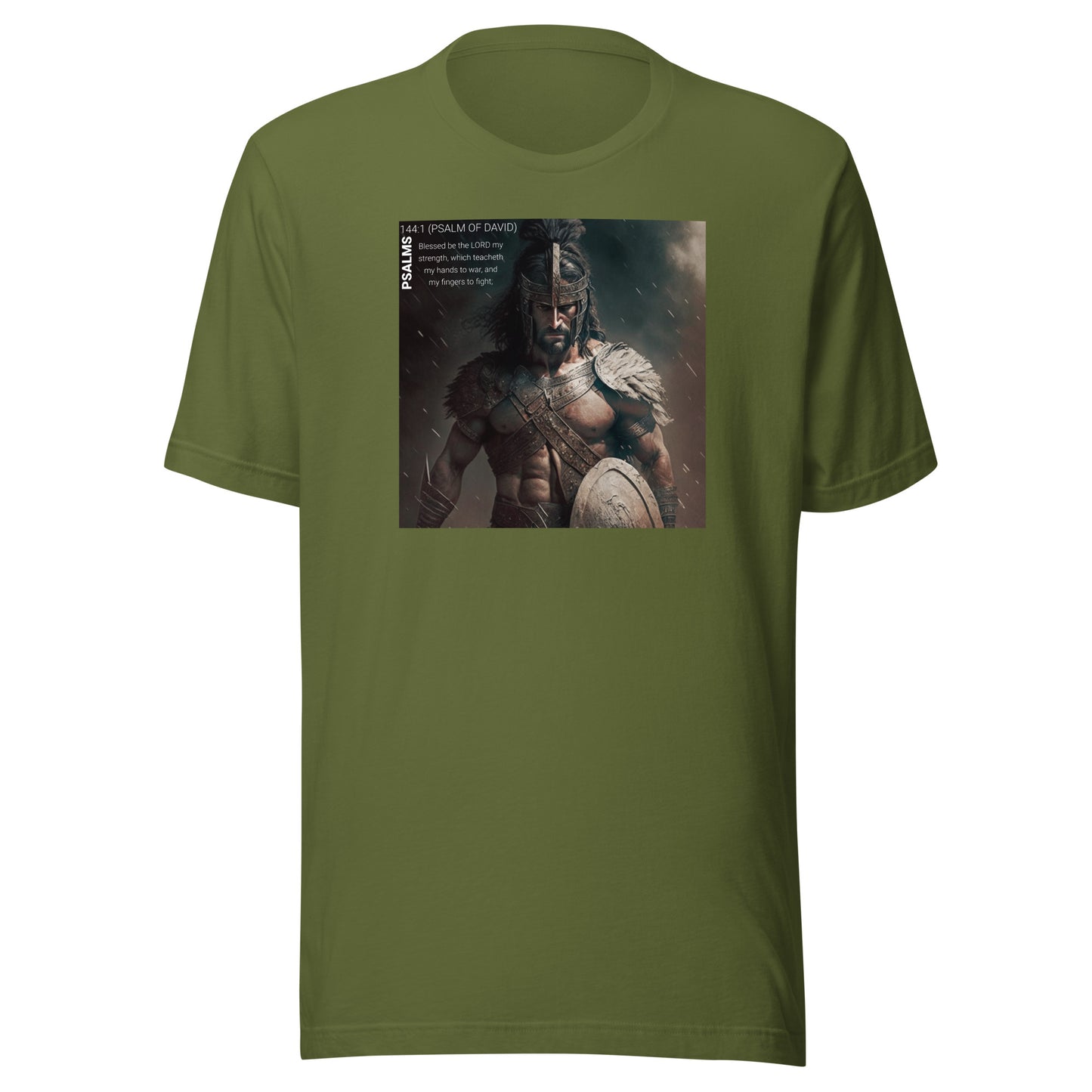 Psalms 144 Warrior Men's T-Shirt Olive