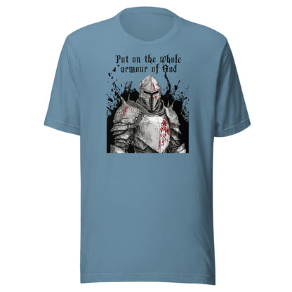 Armor of God Men's Christian T-Shirt Steel Blue